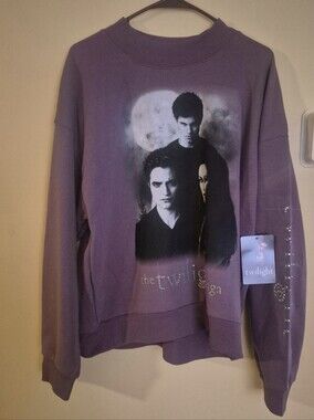 The Twilight Saga Graphic Bling Purple Sweatshirt Medium "VIRAL" Y2K